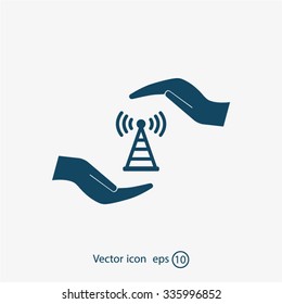 vector icon with wi-fi on the hand