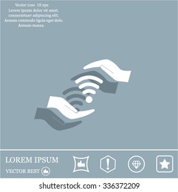 vector icon with wi-fi on the hand