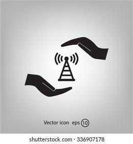 vector icon with wi-fi on the hand