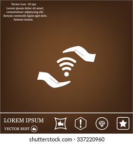 vector icon with wi-fi on the hand