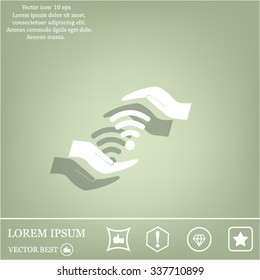vector icon with wi-fi on the hand