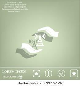 vector icon with wi-fi on the hand