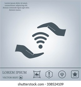 vector icon with wi-fi on the hand