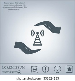 vector icon with wi-fi on the hand