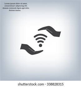 vector icon with wi-fi on the hand