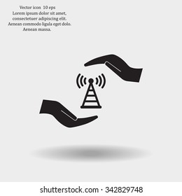 vector icon with wi-fi on the hand