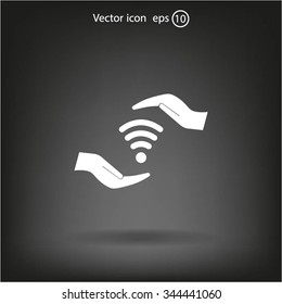 vector icon with wi-fi on the hand