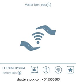 vector icon with wi-fi on the hand