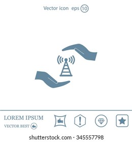 vector icon with wi-fi on the hand