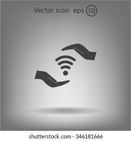 vector icon with wi-fi on the hand