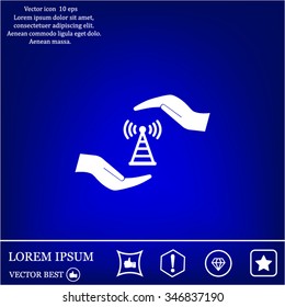vector icon with wi-fi on the hand