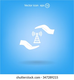 vector icon with wi-fi on the hand