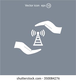 vector icon with wi-fi on the hand