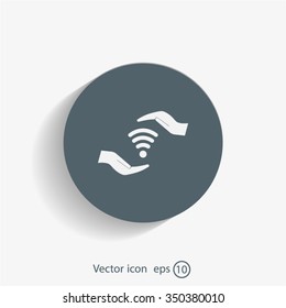 vector icon with wi-fi on the hand