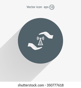 vector icon with wi-fi on the hand
