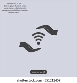 vector icon with wi-fi on the hand