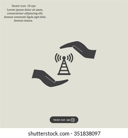 vector icon with wi-fi on the hand