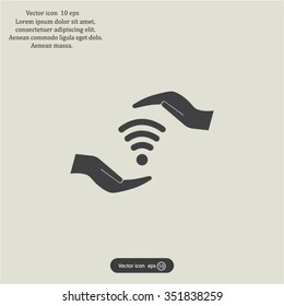 vector icon with wi-fi on the hand