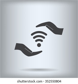 vector icon with wi-fi on the hand