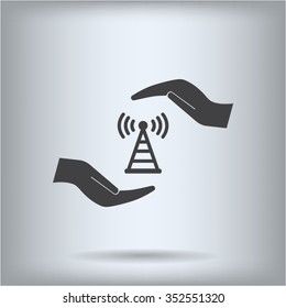 vector icon with wi-fi on the hand