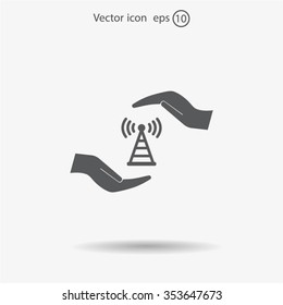 vector icon with wi-fi on the hand