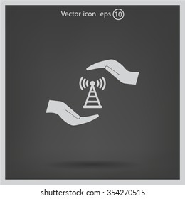 vector icon with wi-fi on the hand