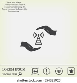 vector icon with wi-fi on the hand