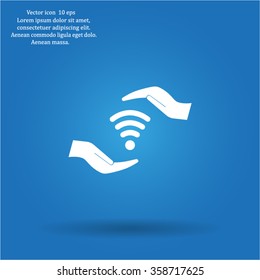 vector icon with wi-fi on the hand