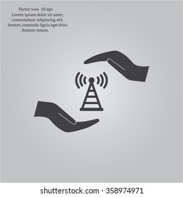 vector icon with wi-fi on the hand