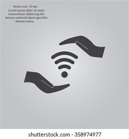 vector icon with wi-fi on the hand