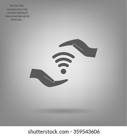 vector icon with wi-fi on the hand