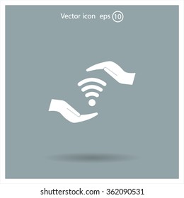 vector icon with wi-fi on the hand