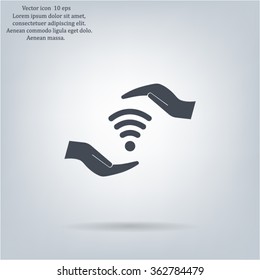 vector icon with wi-fi on the hand