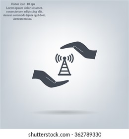 vector icon with wi-fi on the hand