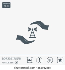 vector icon with wi-fi on the hand