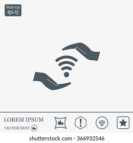 vector icon with wi-fi on the hand