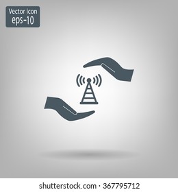 vector icon with wi-fi on the hand