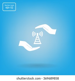 vector icon with wi-fi on the hand