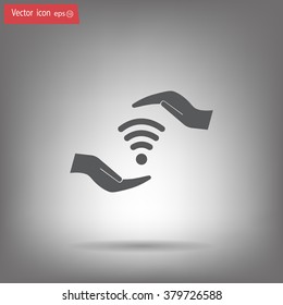 vector icon with wi-fi on the hand