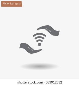 vector icon with wi-fi on the hand