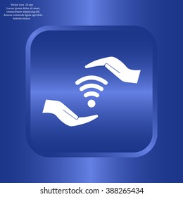 vector icon with wi-fi on the hand