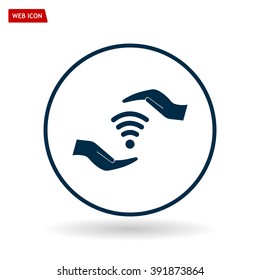 vector icon with wi-fi on the hand