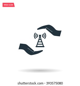 vector icon with wi-fi on the hand