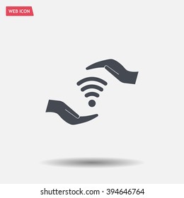vector icon with wi-fi on the hand