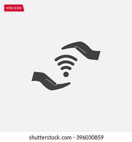 vector icon with wi-fi on the hand
