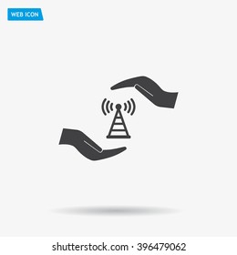 vector icon with wi-fi on the hand