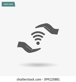 vector icon with wi-fi on the hand