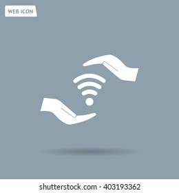 vector icon with wi-fi on the hand