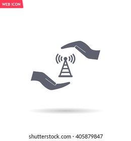 vector icon with wi-fi on the hand