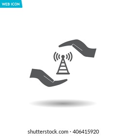 vector icon with wi-fi on the hand